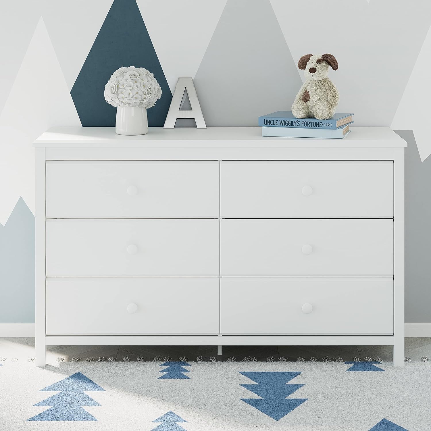White 6 Drawer Double Dresser Nursery Kids