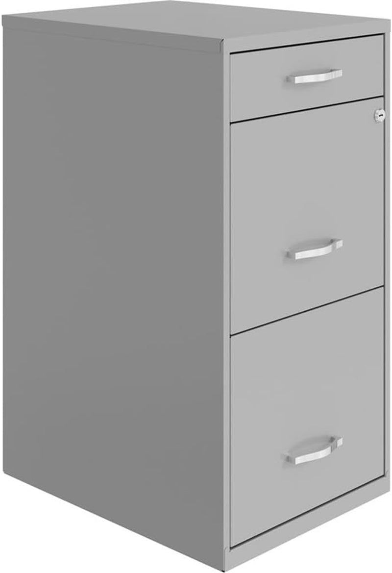 Space Solutions 18In Deep 3 Drawer Metal File Cabinet Arctic Silver, Letter Size, Fully Assembled