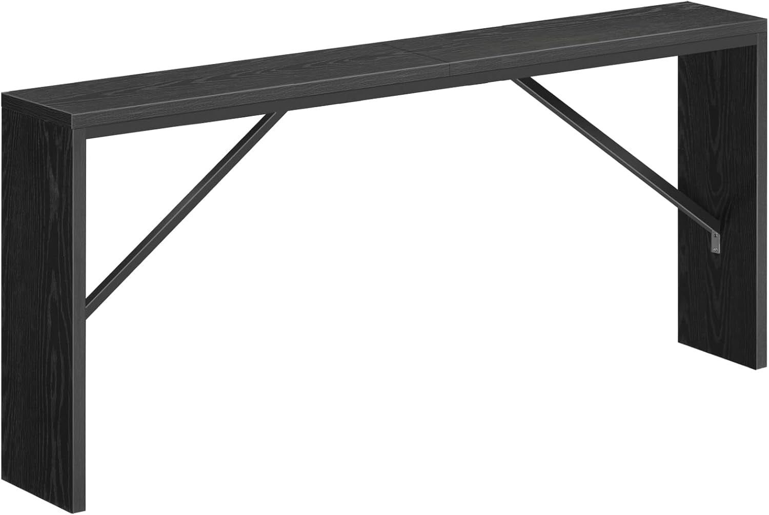 Console Table, 70.9&quot; Long Sofa Table behind Couch, Narrow Entryway Table, Farmhouse Dining Table with Angled Metal Frame, Industrial Console Table for Entryway, Black CTHB18801
