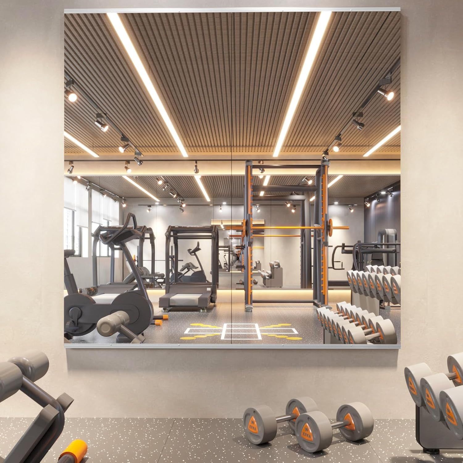 Home Gym Mirror, 48X24 Inch(Each)-2Pcs, Large Exercise Mirror, Frameless Full Body Mirror, Tempered Glass, Wall Mounted for Gym, Yoga, Bedroom, Dance Studio