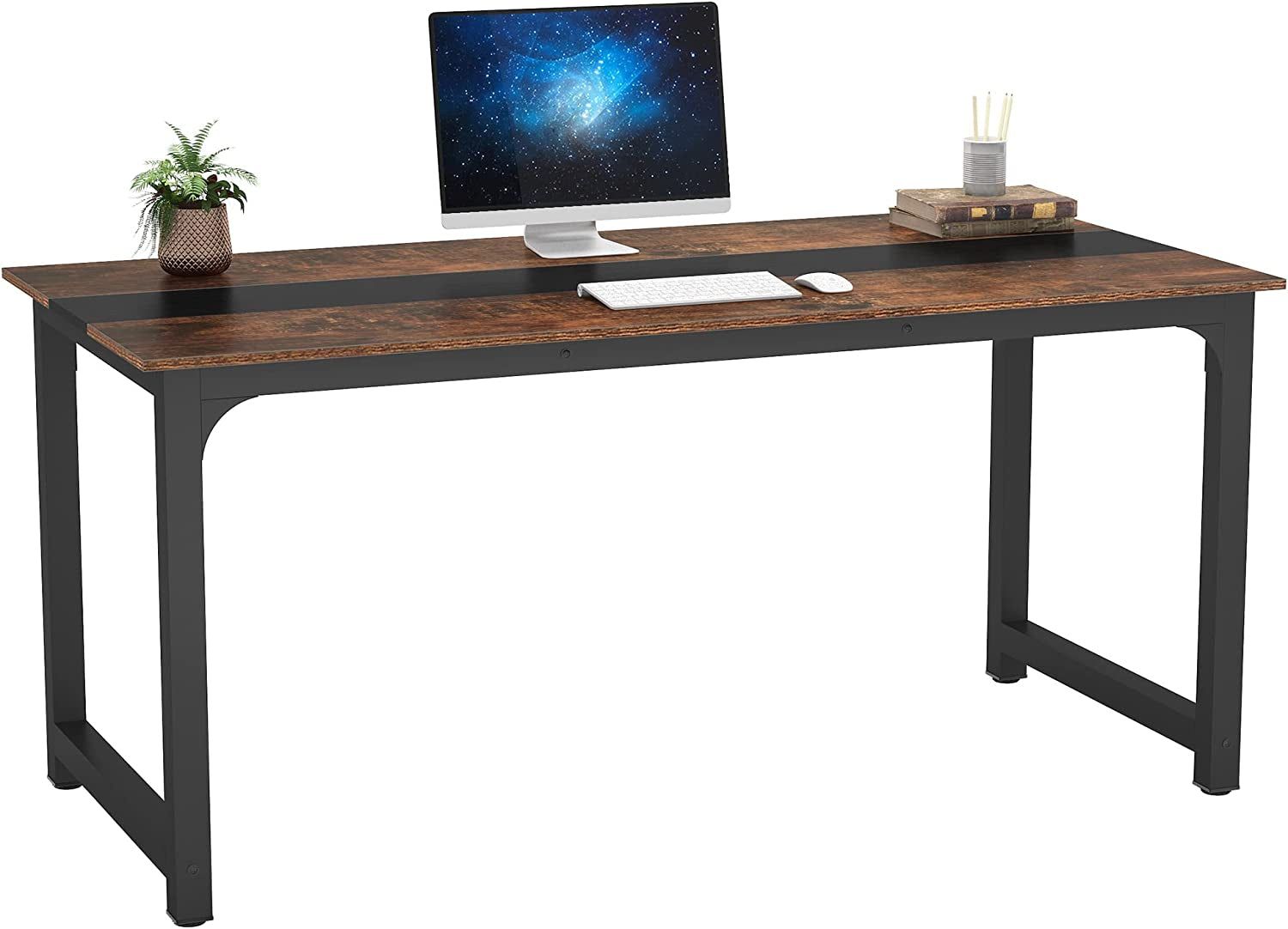 Large Rustic Office Desk with Spacious Leg Room