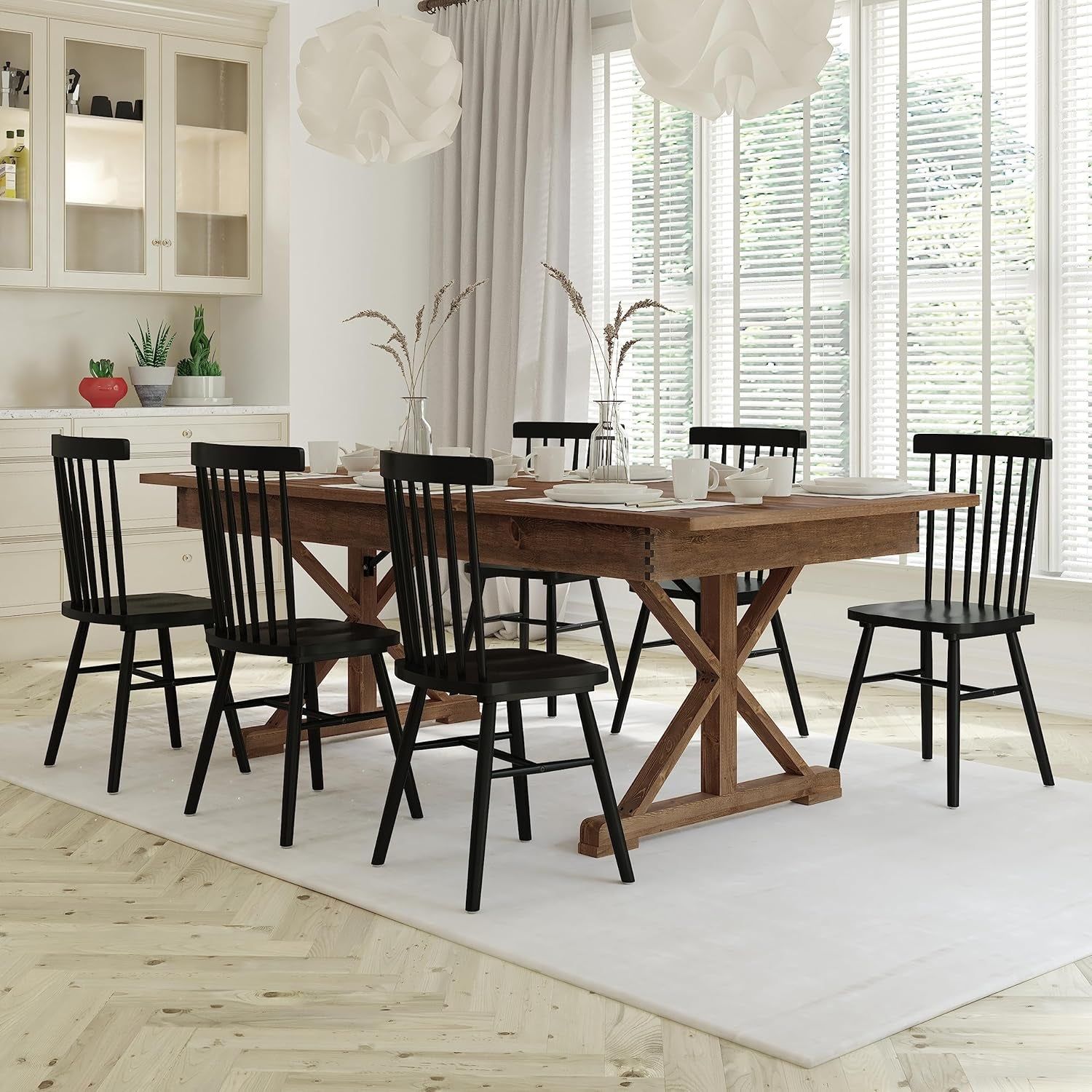 Elora Folding Farmhouse Dining Room Table with Crisscross Legs, Commercial Grade Rectangular Solid Pine Farm Table for 8, 7&#39; X 40&quot;, Antique Rustic