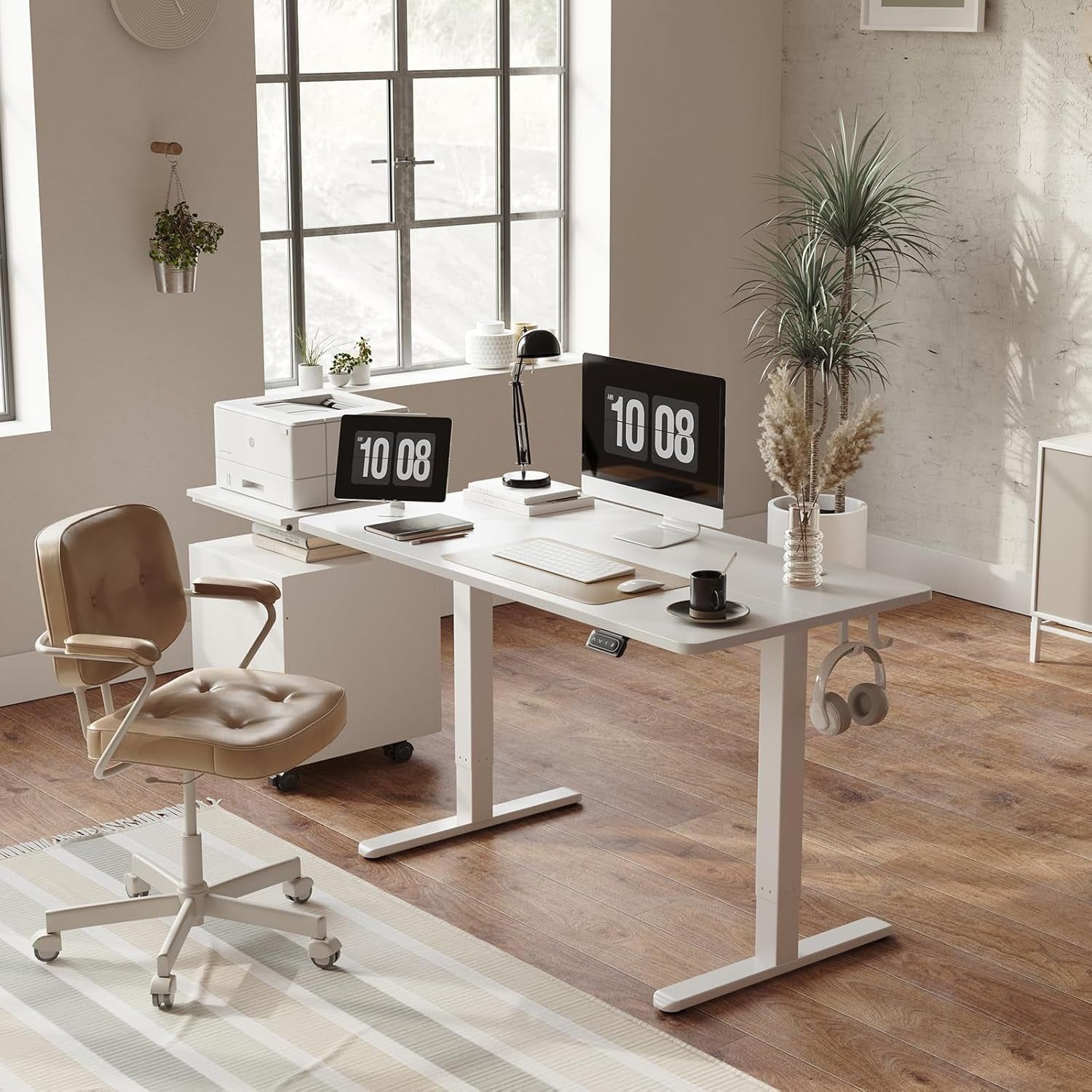 48&quot; White Electric Standing Desk Adjustable Height