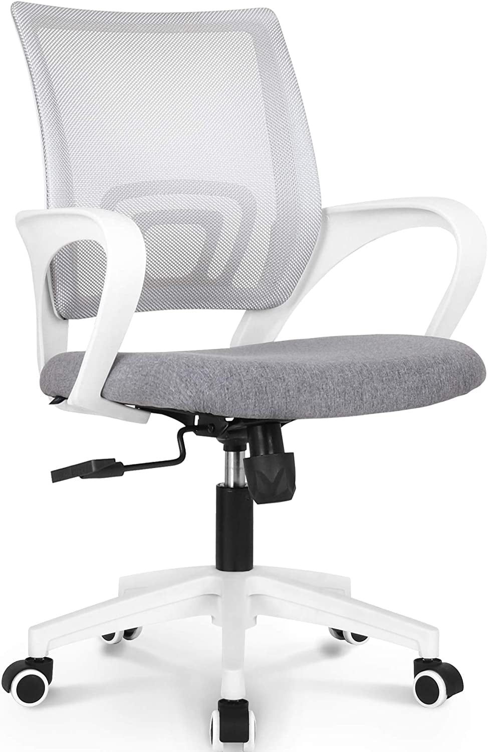Office Chair Computer Desk Chair Gaming Ergonomic Mid Back Cushion Lumbar Support with Comfy Mesh Adjustable Swivel Rolling Home (Grey)