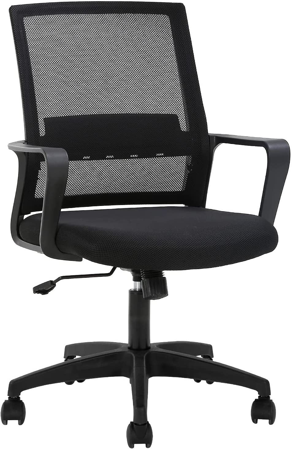 Office Chair Ergonomic Desk Chair Mid-Back Mesh Computer Chair Lumbar Support Comfortable Executive Adjustable Rolling Swivel Task Chair with Armrests,Black