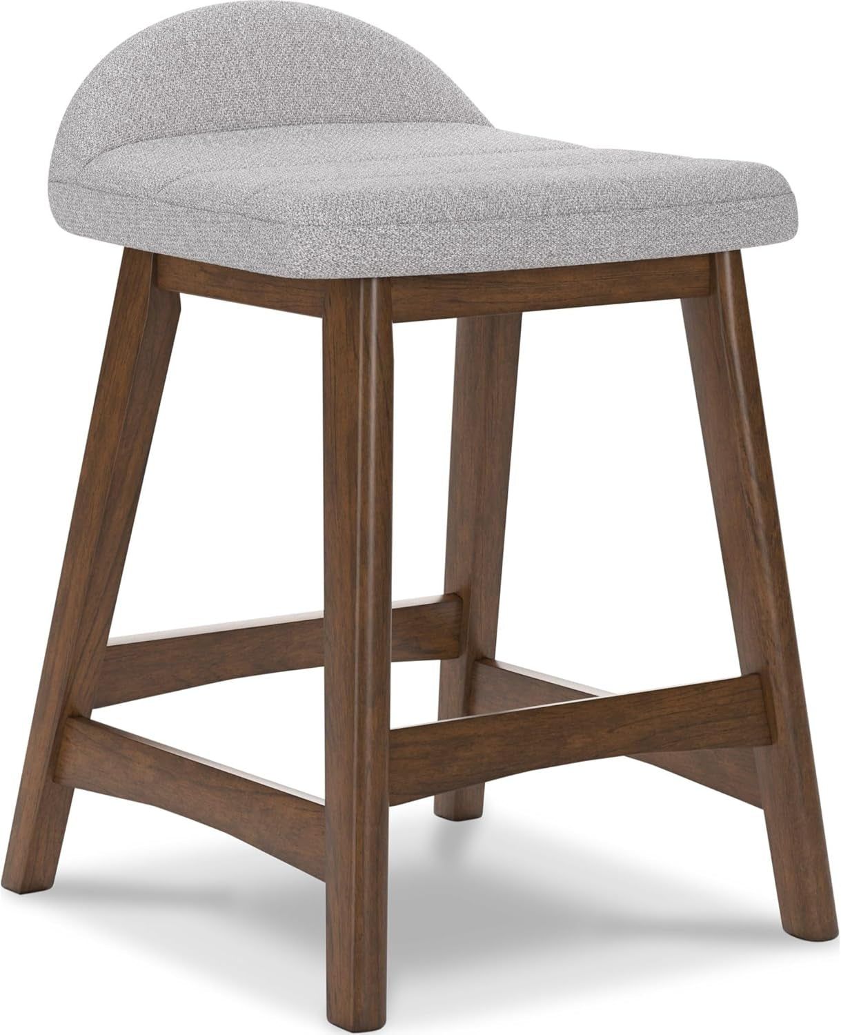 Lyncott Contemporary 28.5&quot; Counter Height Upholstered Bar Stool with Foam Cushion, 2 Count, Light Gray &amp; Brown