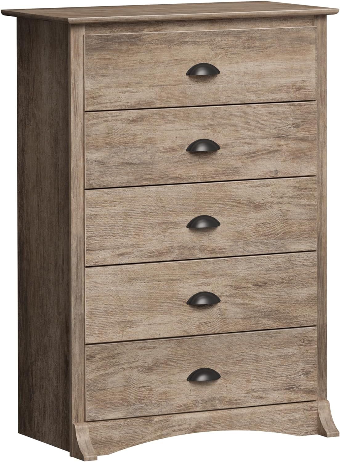 Salt Spring Rustic 5-Drawer Tall Dresser for Bedroom, Farmhouse Dresser Chest of Drawers 17.75&quot; D X 31.5&quot; W X 44.75&quot; H, Drifted Gray