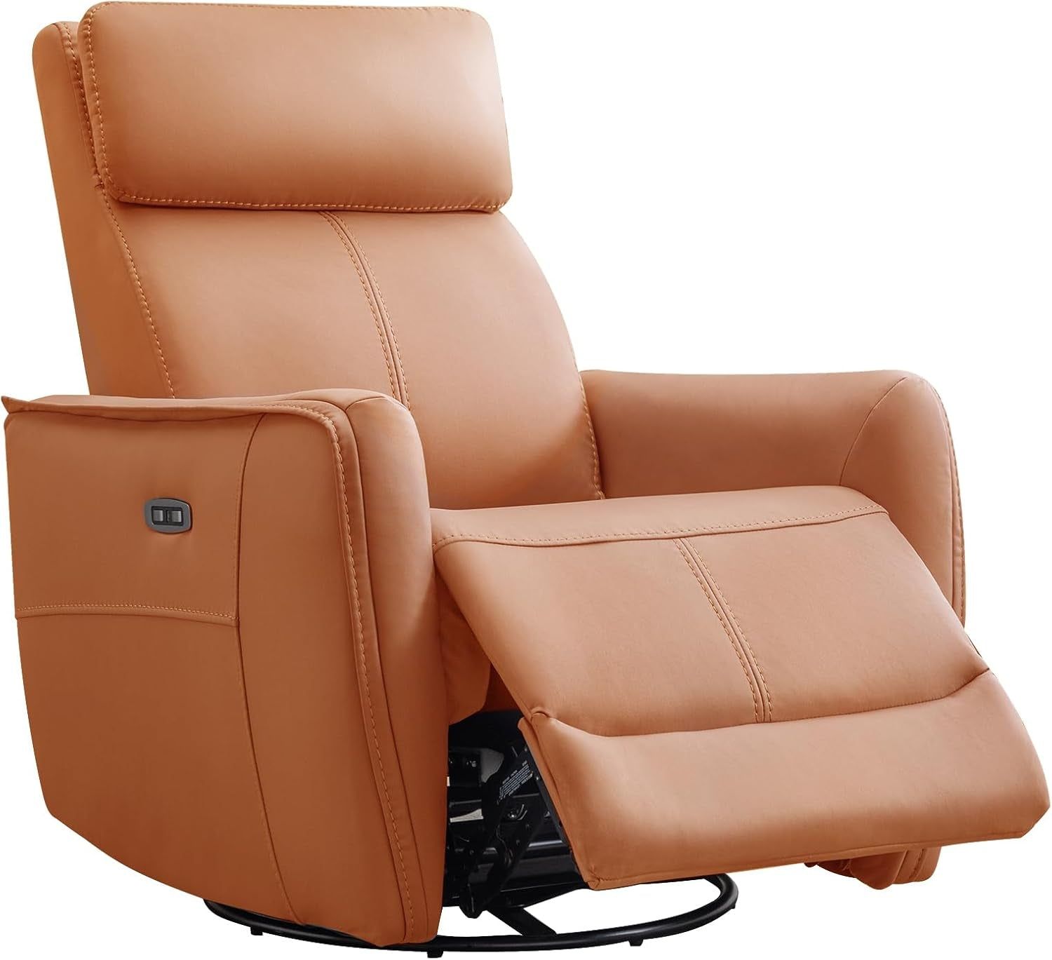 Power Rocker Recliner Chair with USB Port, Electric 270° Swivel Glider Recliners for Nursery, FSC Certified Upholstered Leathaire Rocking Reclining Sofa for Living Room, Bedroom, Orange