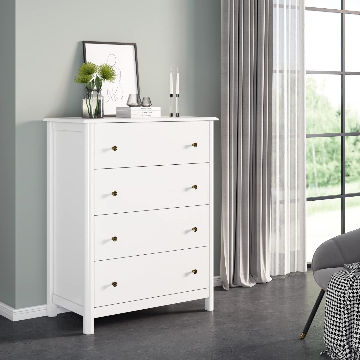Modern 4-Drawer Chest of Drawers, Nursery, Living Room
