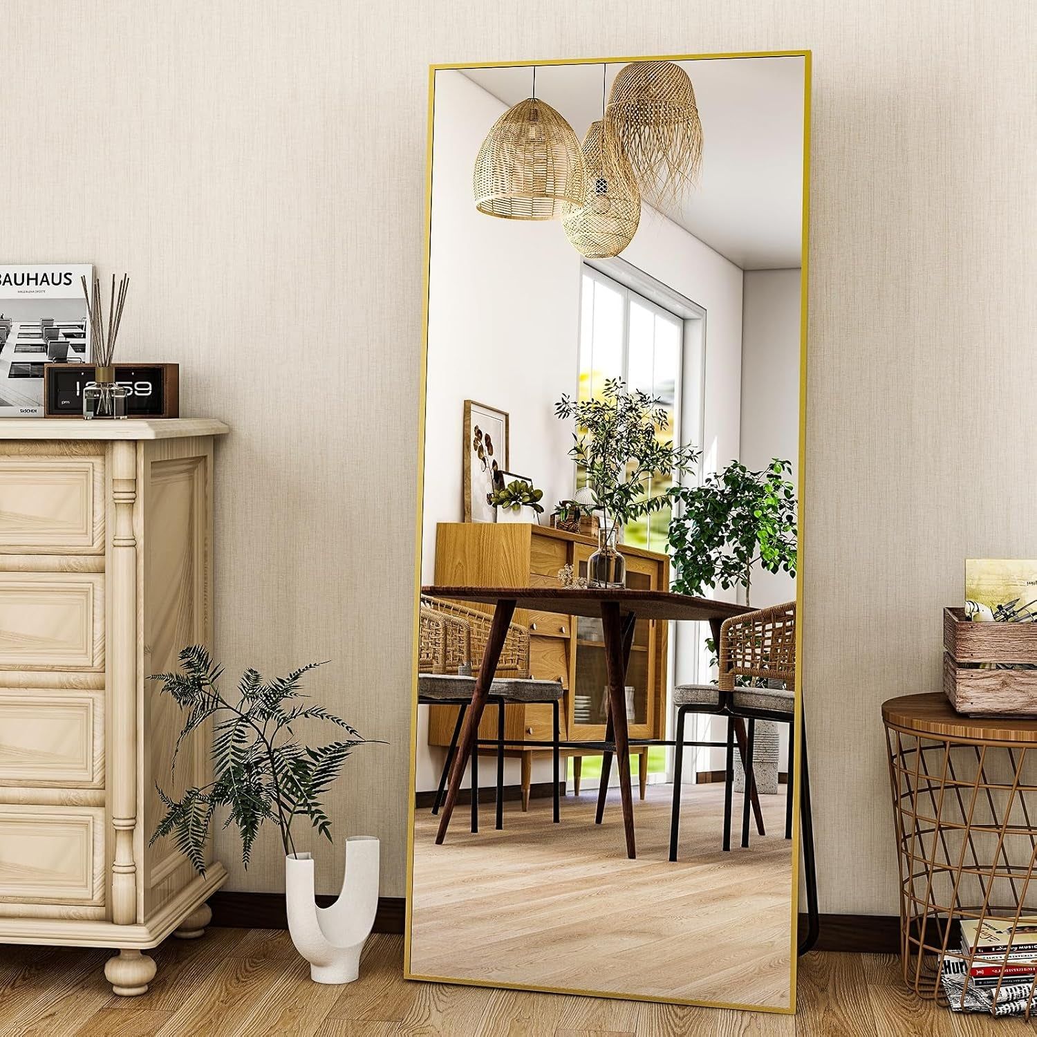 56&quot; Gold Full Length Floor Mirror Stand/Wall/Lean