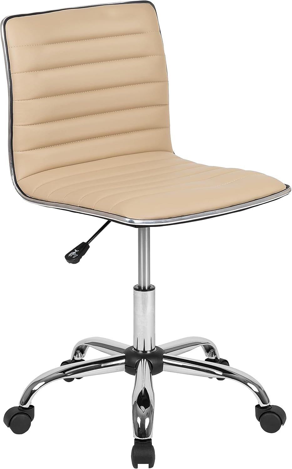 Alan Low Back Designer Armless Tan Ribbed Swivel Task Office Chair