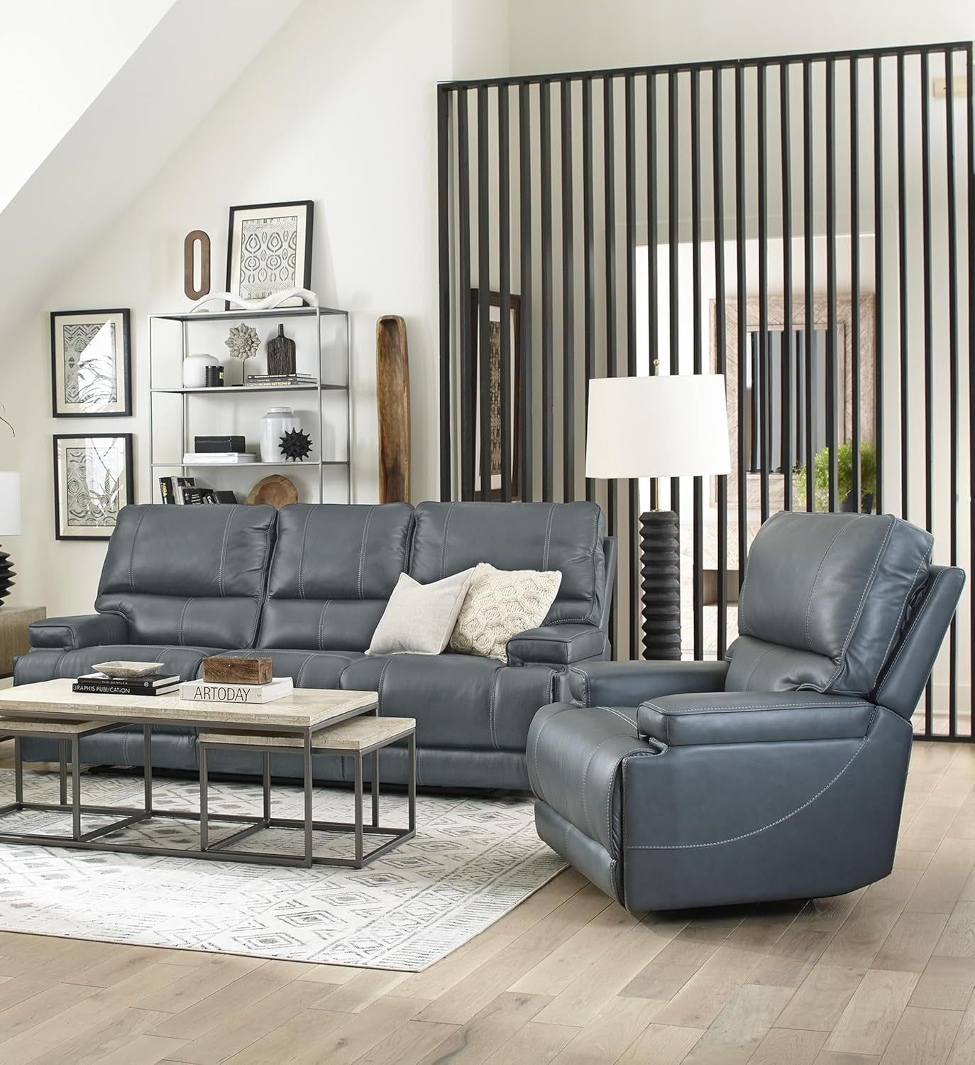 Whitman - Verona Azure - Powered by Freemotion Power Reclining Sofa and Recliner