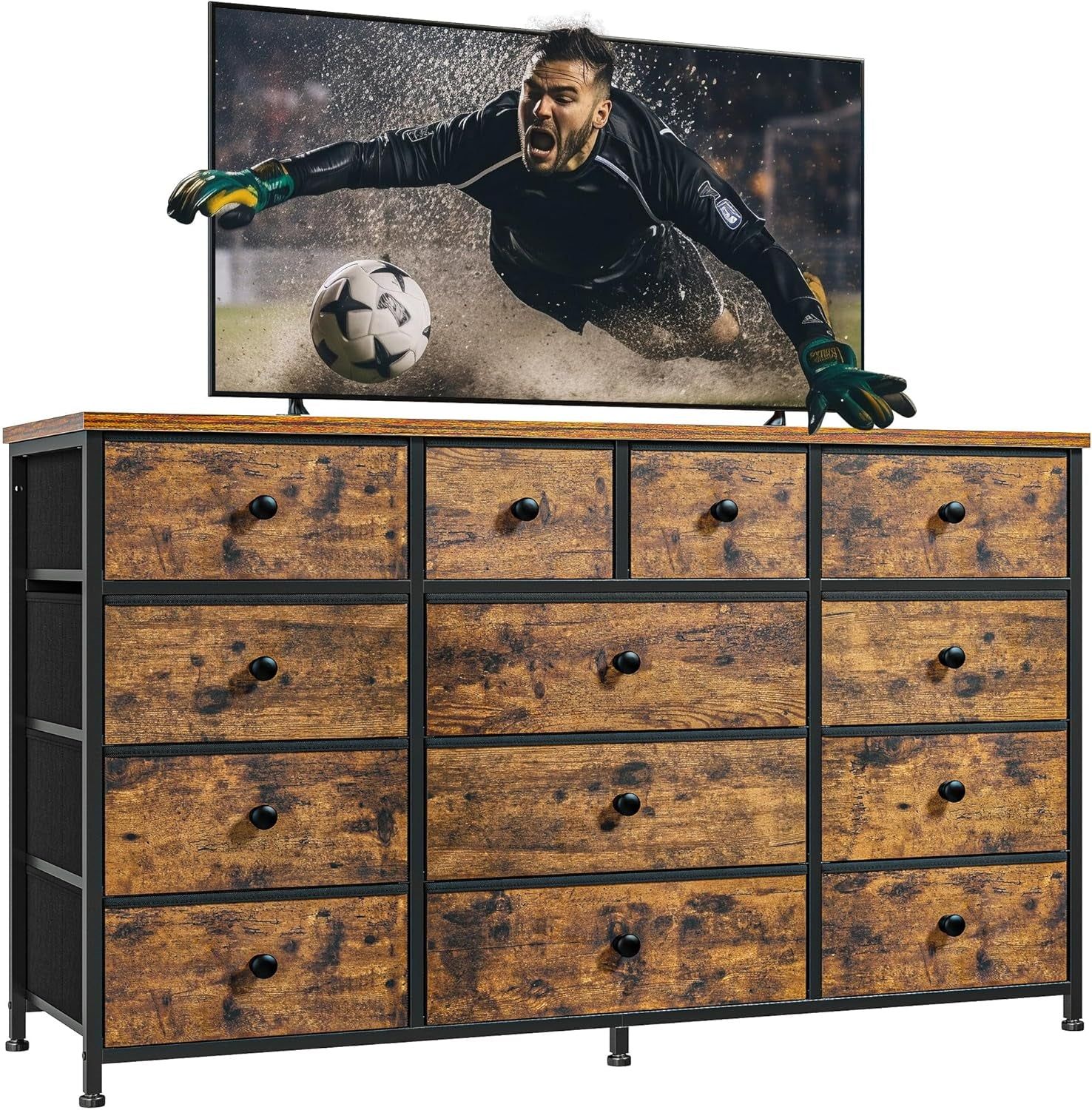 Dresser with 13 Drawers Dresser TV Stand for 55&quot; TV Long Dresser for Bedroom, Large Dressers &amp; Chest of Drawers for Bedroom Living Room Entry, Sturdy Metal Frame,39.4&quot; Wx 31.5&quot; H X 11.8&quot; D