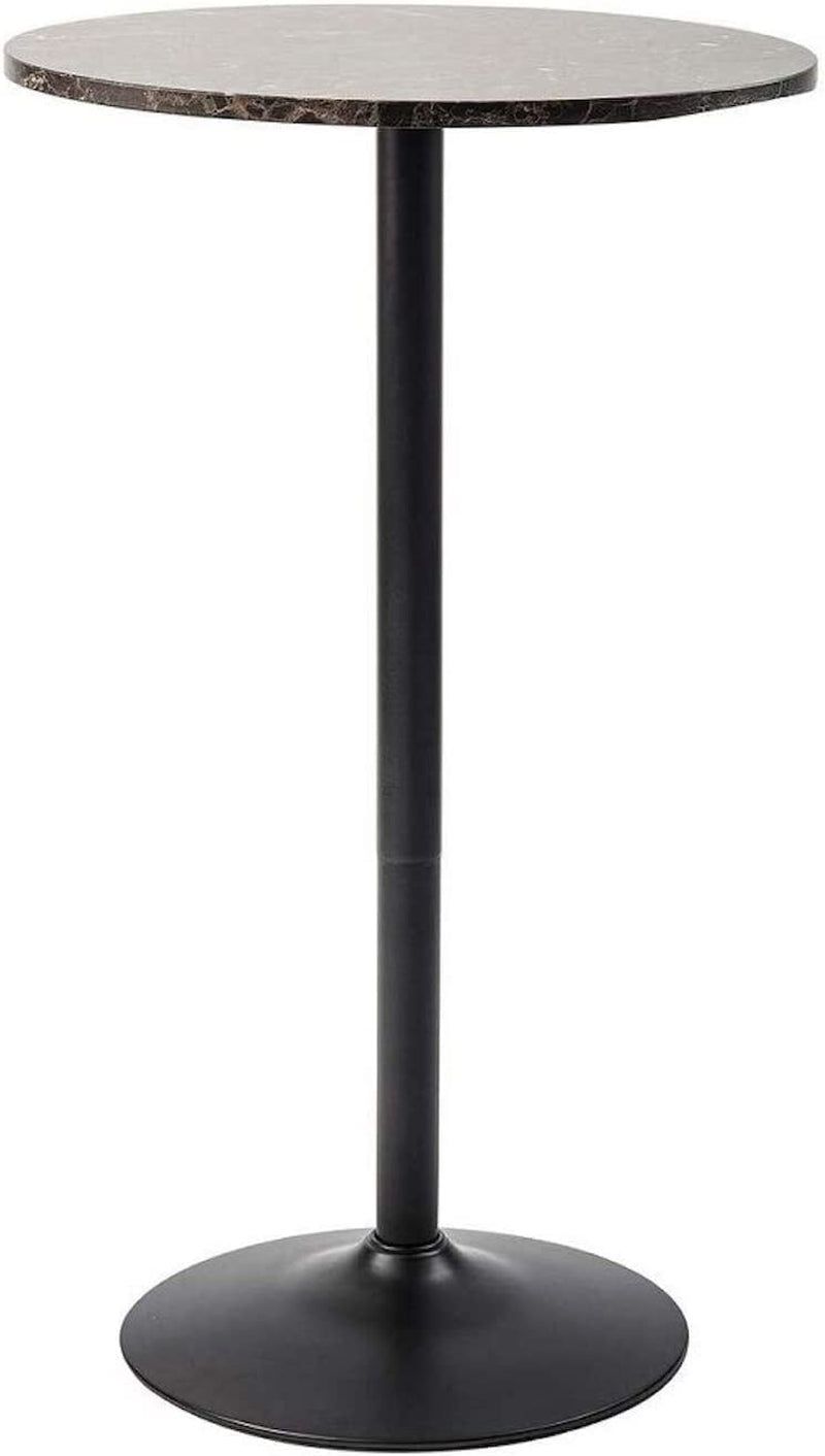 Faux Marble Top Black Base Pub Table