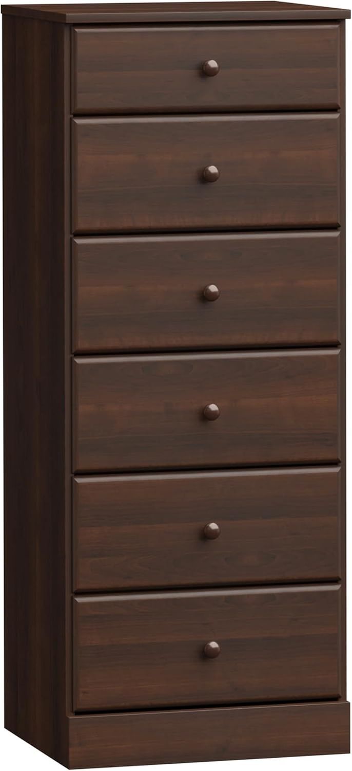 Astrid Tall Brown Dresser: 16.5&quot;D X 19.75&quot;W X 50&quot;H, 6-Drawer Chest for Bedroom by  - Perfect Chest of Drawers for Ample Storage