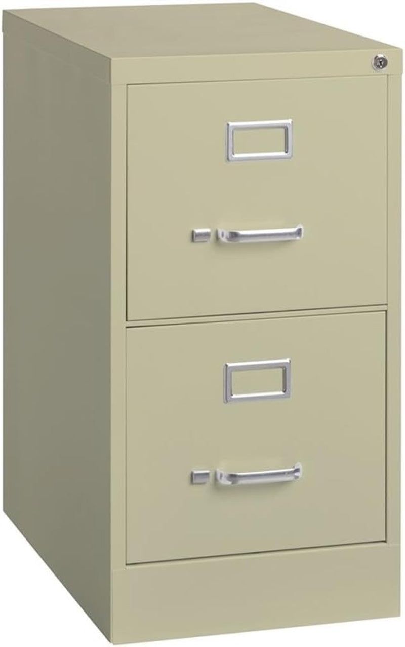 2 Drawers 28.38&quot; Vertical Beige Metal Filing Cabinet Lockable Pre-Assembled Stationary Letter Size for Home, Office