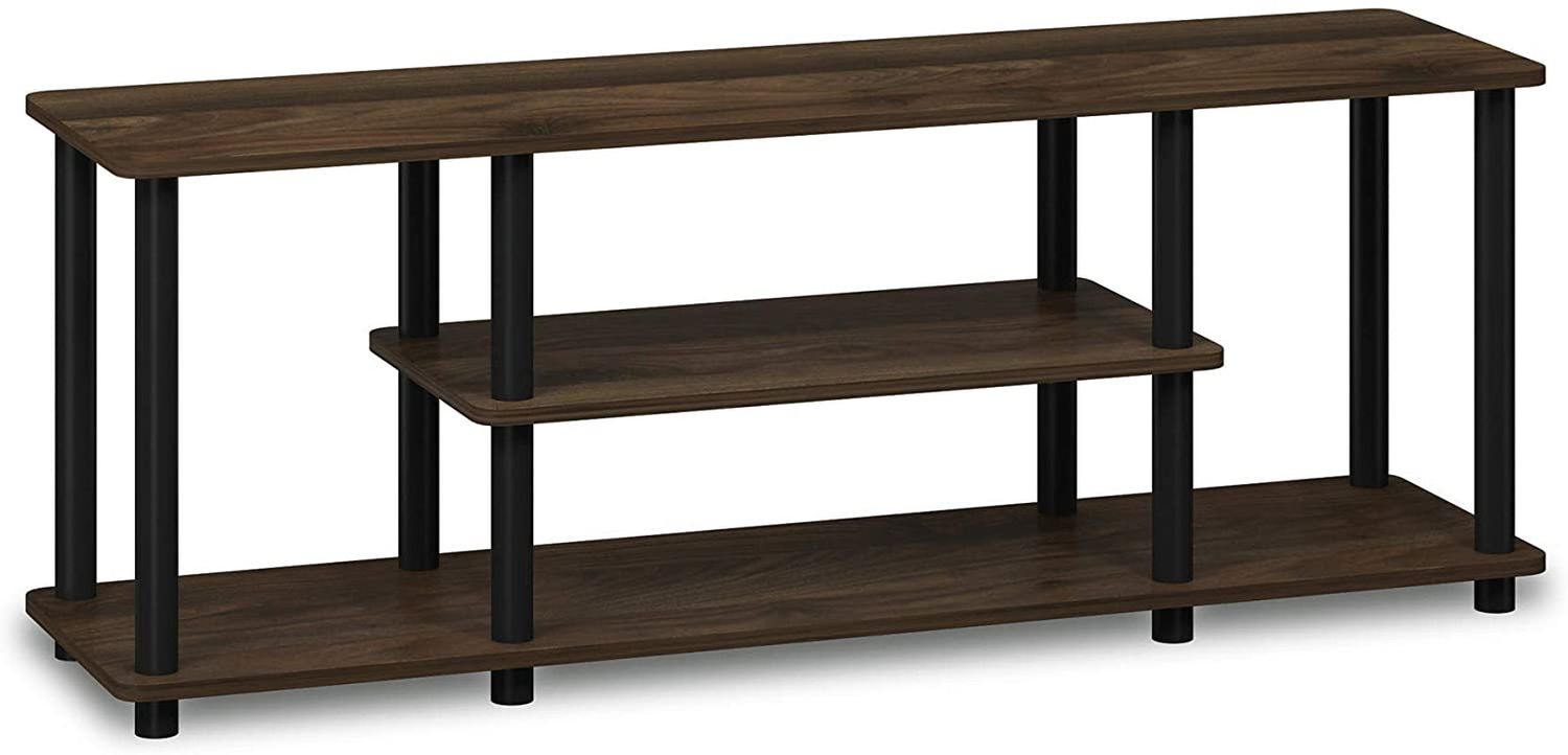Turn-N-Tube No Tools 3D 3-Tier Entertainment TV Stand up to 50 Inch TV, round Tubes, Columbia Walnut/Black