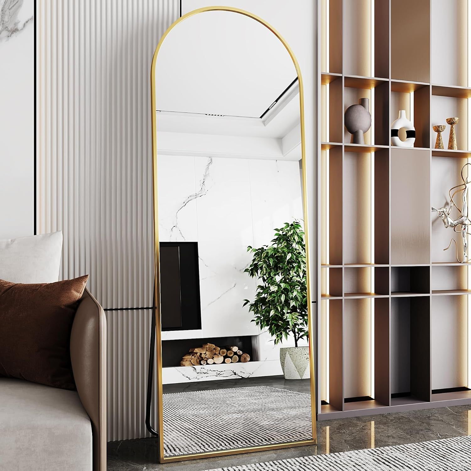 Nanoglass Arch Mirror Full Length,Gold Mirror Full Length 71&quot;X26&quot;,Standing Mirror Full Length,Full Body Mirror for Bedroom,Large Mirror(Gold)