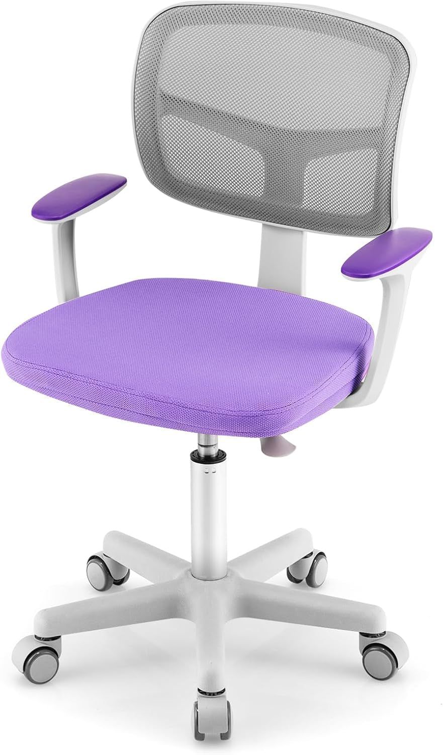 Kids Desk Chair, Ergonomic Kids Swivel Study Chair with Lumbar Support, Breathable Mesh &amp; Universal Wheels, Height Adjustable Kids Computer Chair for Boys &amp; Girls (Violet)