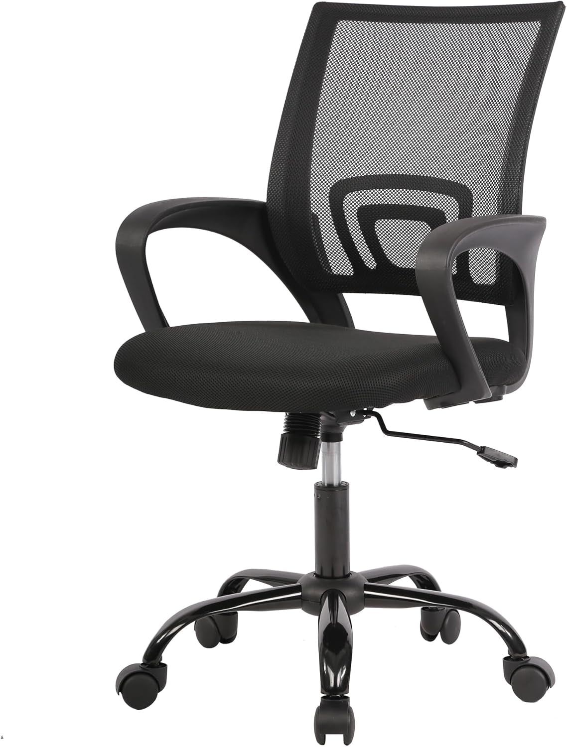 Office Chair Computer Chair Ergonomic Cheap Desk Chair Adjustable Comfortable Mid Back Task Rolling Swivel Chair with Lumbar Support for Home Office Desk, Black