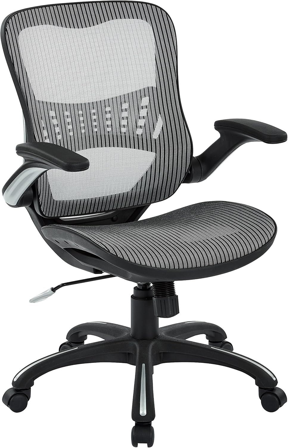 Riley Ventilated Manager&#39;S Office Desk Chair with Breathable Mesh Seat and Back, Black Base with Grey