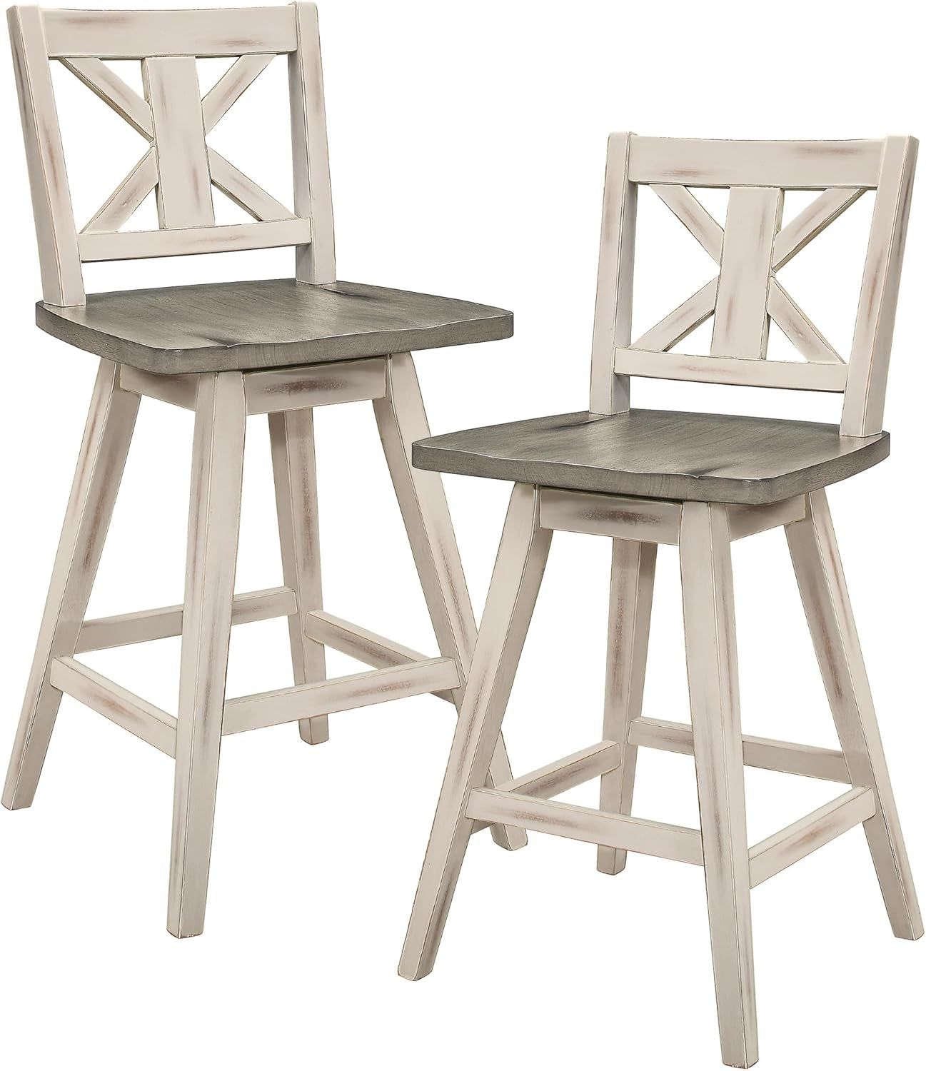 Amsonia Counter Height Swivel Barstool (Set of 2), White