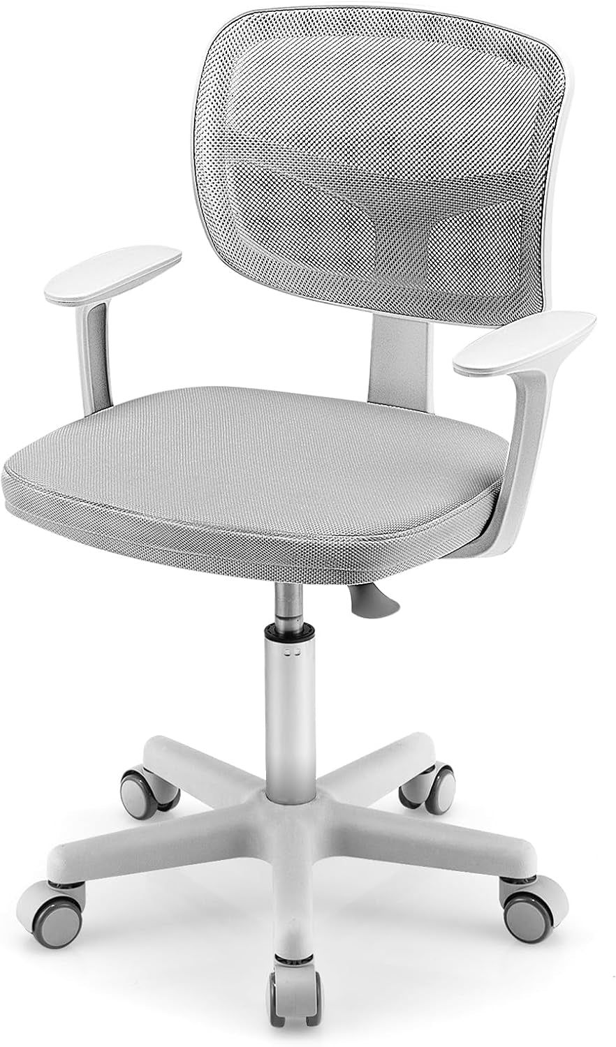 Kids Desk Chair, Ergonomic Kids Swivel Study Chair with Lumbar Support, Breathable Mesh &amp; Universal Wheels, Height Adjustable Kids Computer Chair for Boys &amp; Girls (Grey)