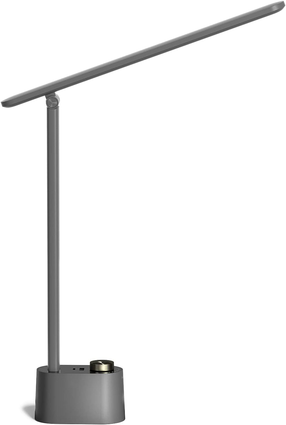 HWT-H01 LED Desk Lamp Stepless Dimmable Table Lamp with USB A+C Dual Charging Port Eye-Caring Foldable Desk Light with 3 Color Modes for Home Office Bedroom Reading Study Sunturalux (Gray)