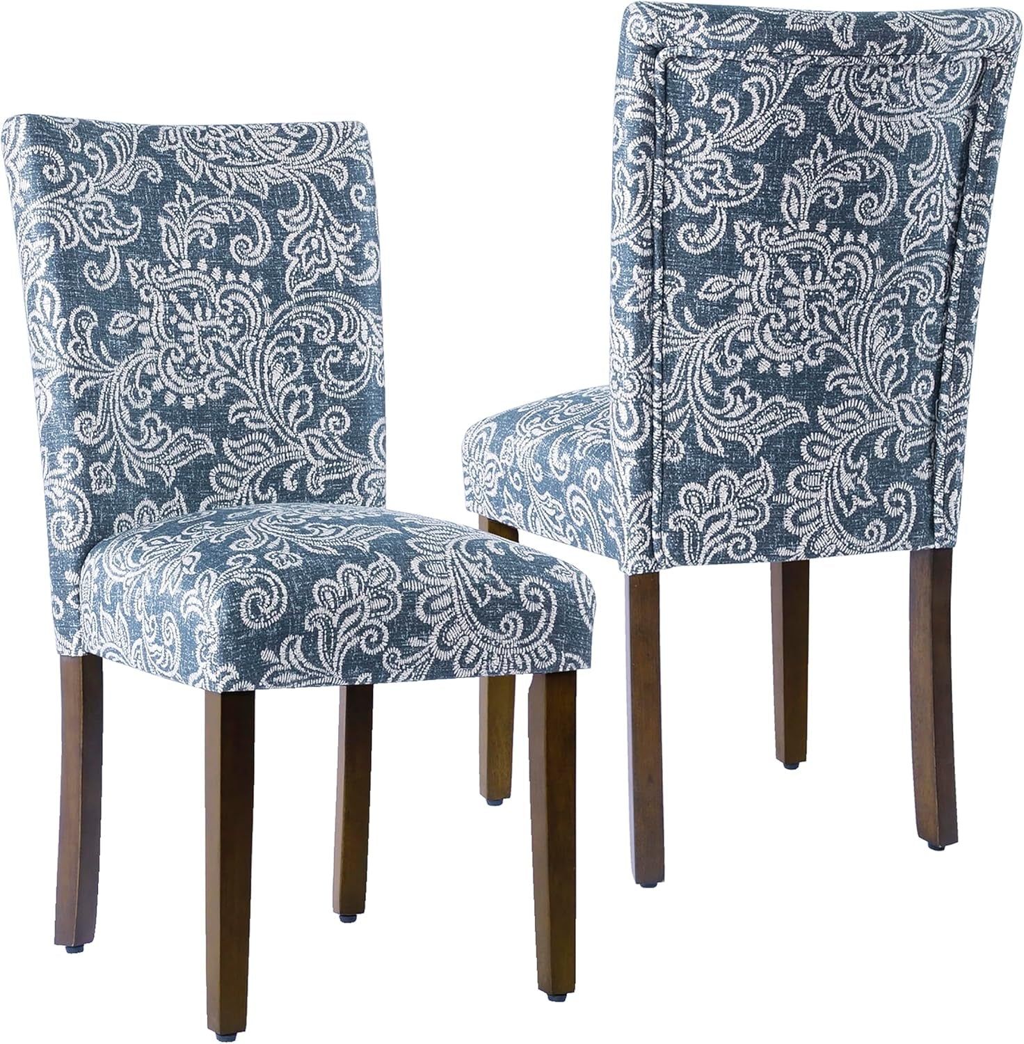 Classic Parsons Dining Chair -Denim Jacobean Print (Set of 2)