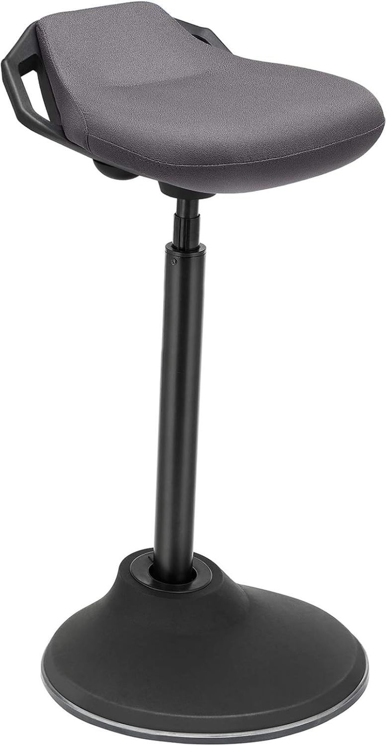 Standing Desk Chair, Adjustable Ergonomic Standing Stool, 23.6-33.3 Inches, Swivel Sitting Balance Chair, Fabric Upholstery, Anti-Slip Bottom Pad, Slate Gray UOSC02GY