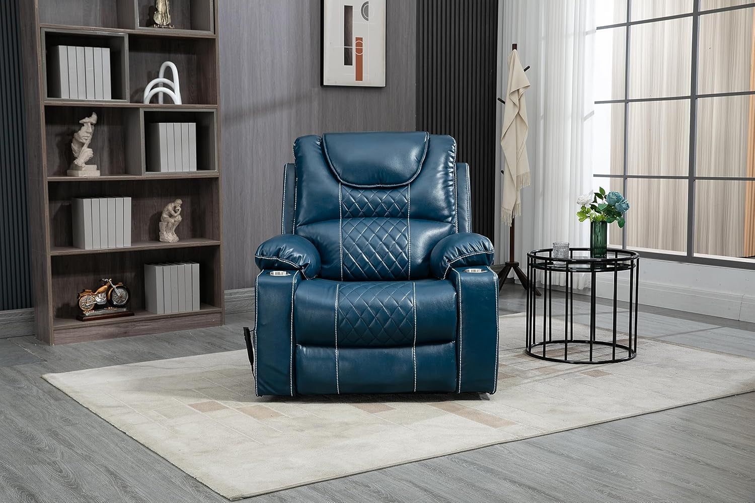 Dual Motor Oversized Electric Power Lift Recliner Chair Sofa for Elderly with Massage and Heat, Faux Leather Upholstered Armchair with Cupholders and Side Pockets
