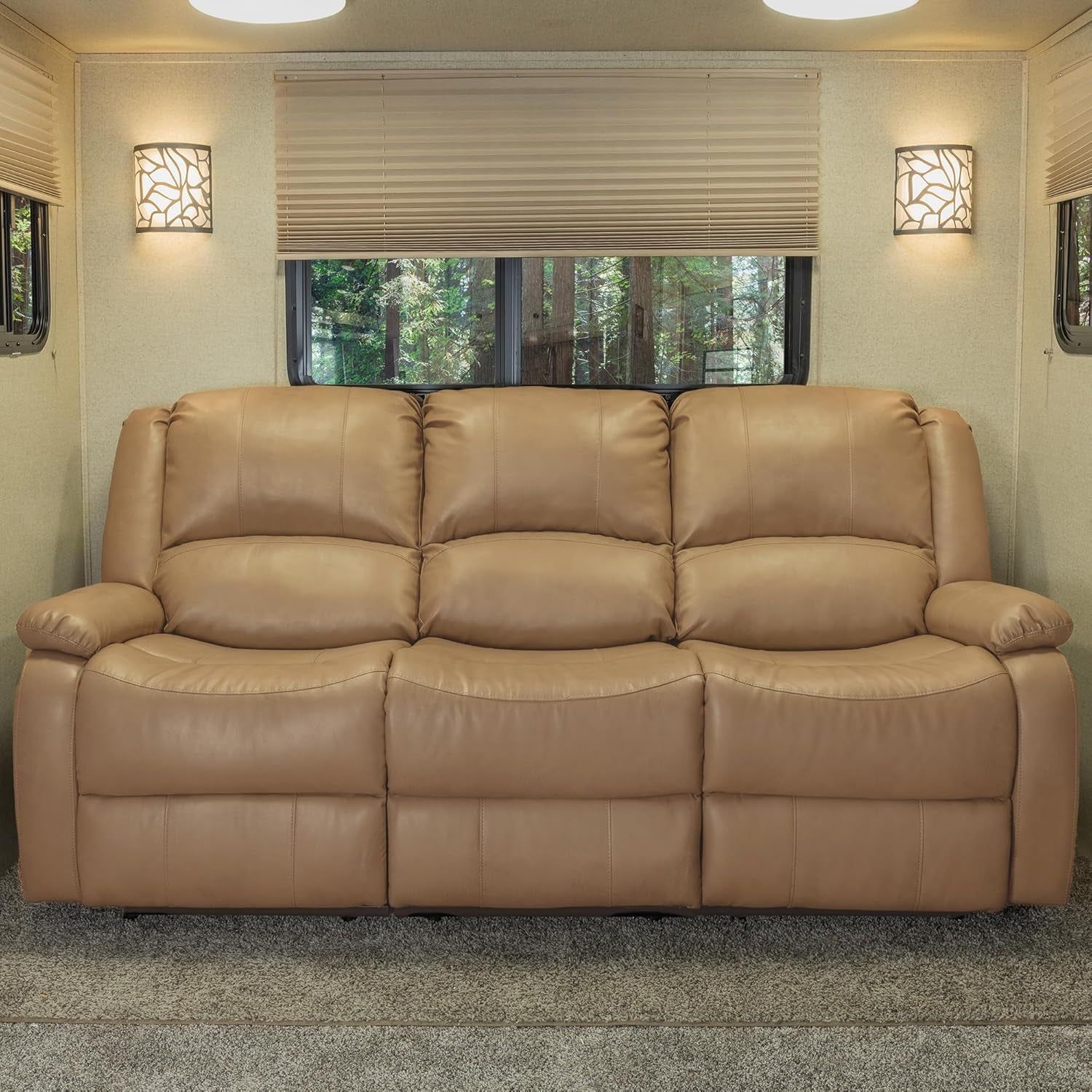 80&quot; RV Triple Recliner Console, Wall Hugger, Toffee