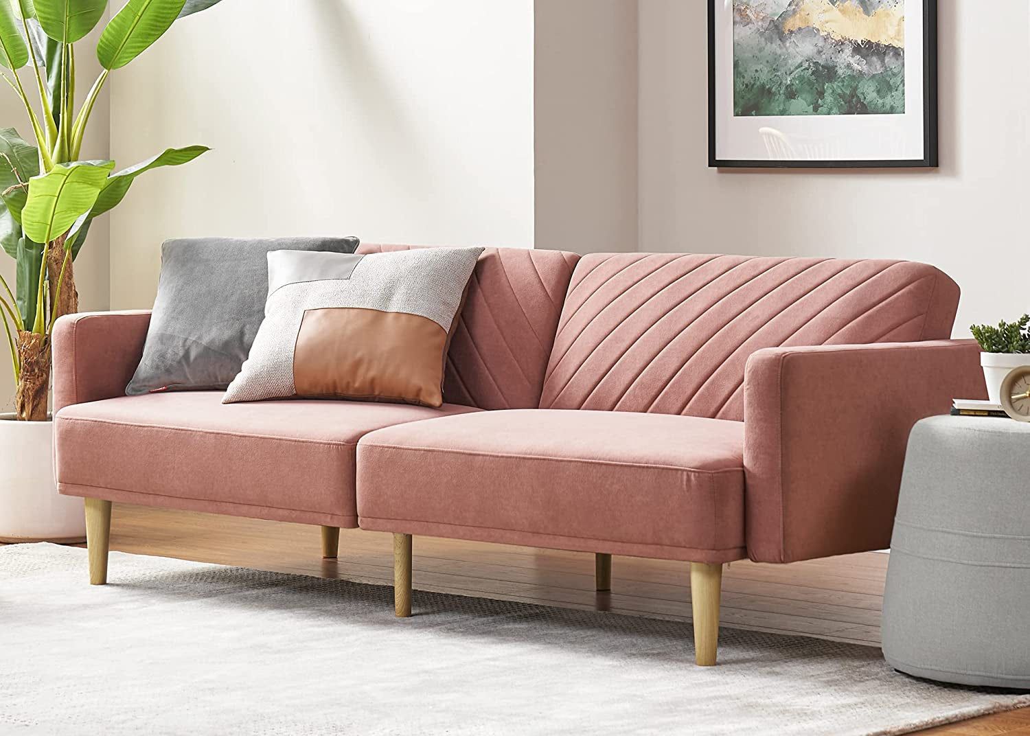 Chloe Futon Sofa Bed with Tapered Legs