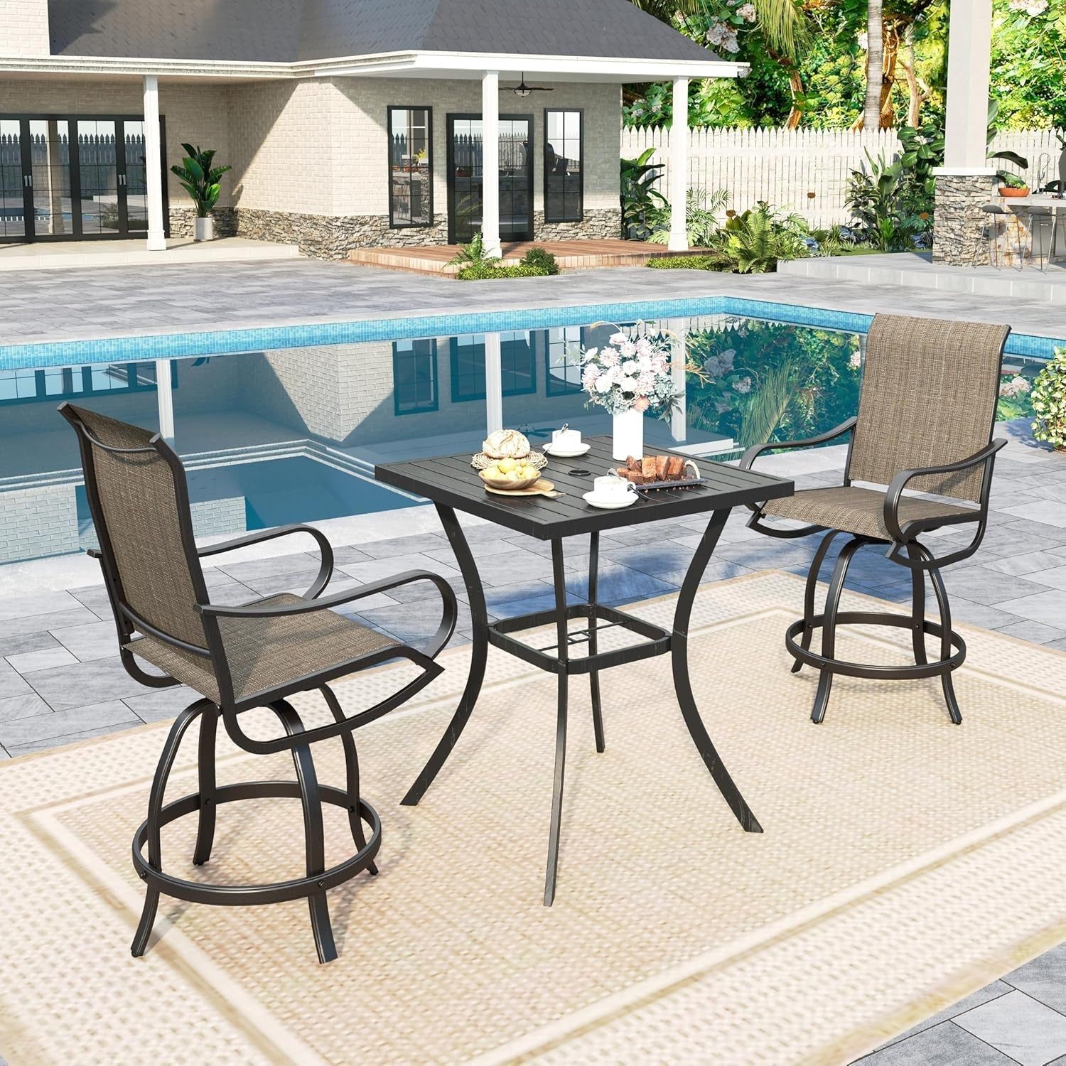Swivel Chair Counter Height Outdoor Bar Set