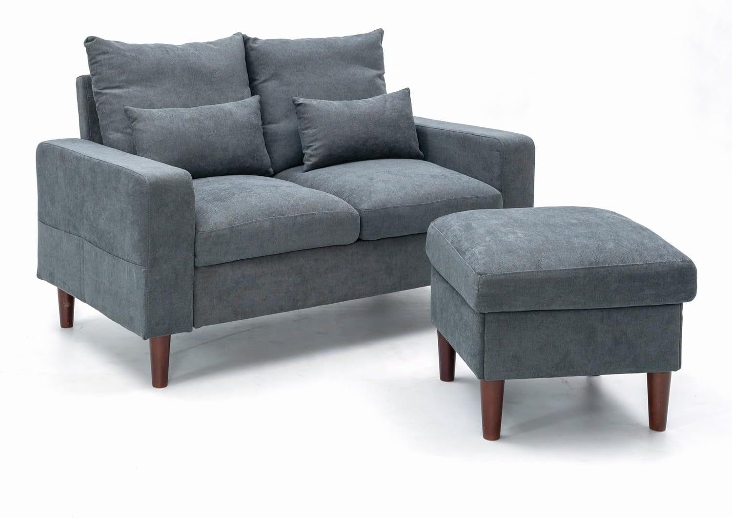 Convertible Sectional Couch Modular L Shape Sofa with Ottoman Footstool Living Room Sets 2-Seat Sectional Couch for Small Space Living Room Bedroom,Grey