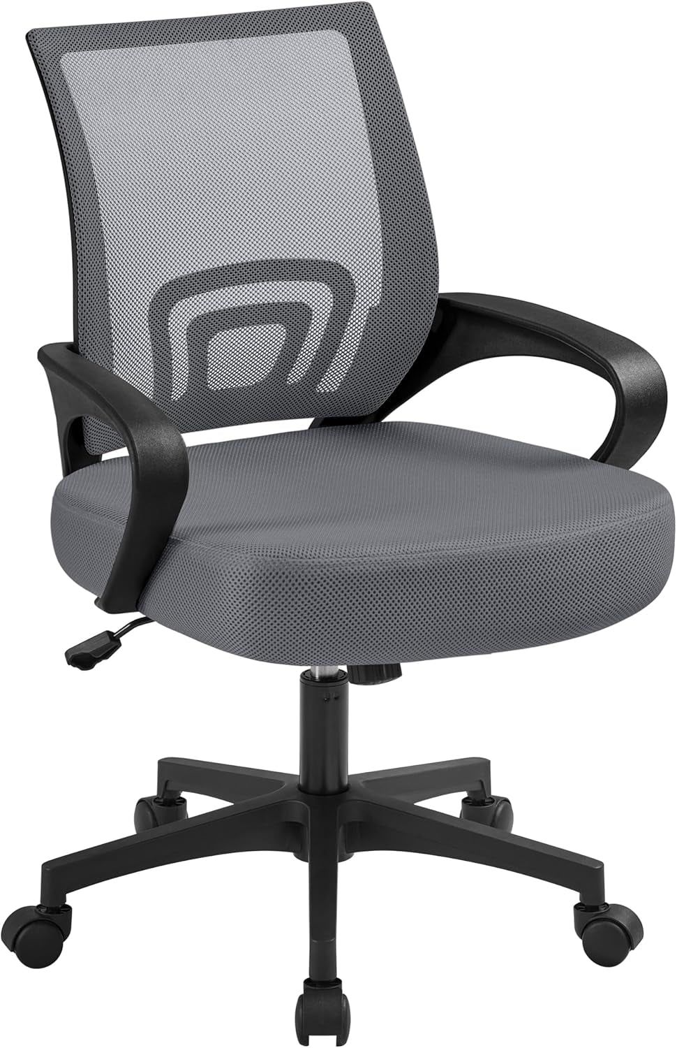 Office Chair Mid Back Executive Task Swivel Rolling Gaming Lumbar Support Modern Desk Computer Ergonomic Mesh Embody Chair Rolly Study Chair with Armrests, Dark Grey
