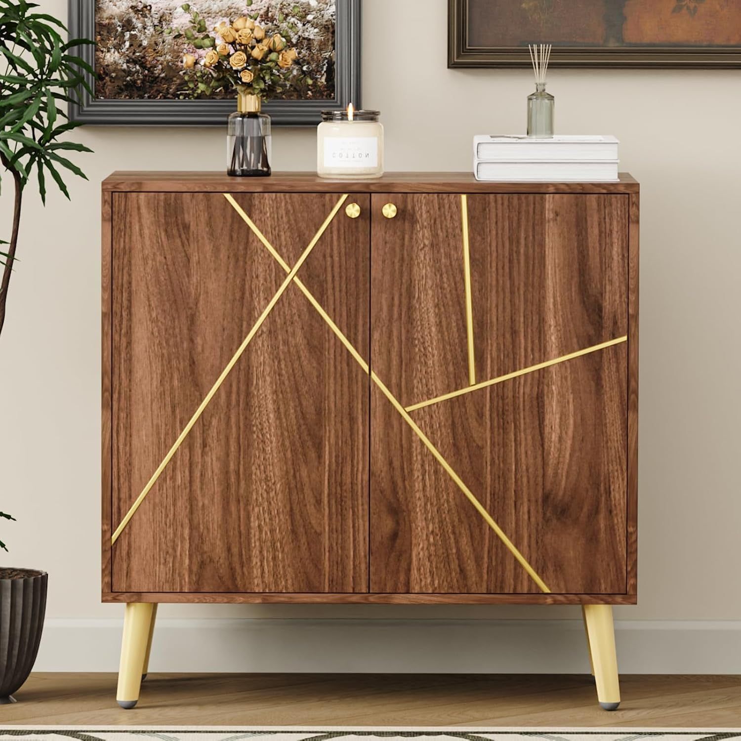 Storage Cabinet with Doors, Modern Sideboard Accent Cabinet, Buffet Cabinet for Living Room, Hallway, Entryway