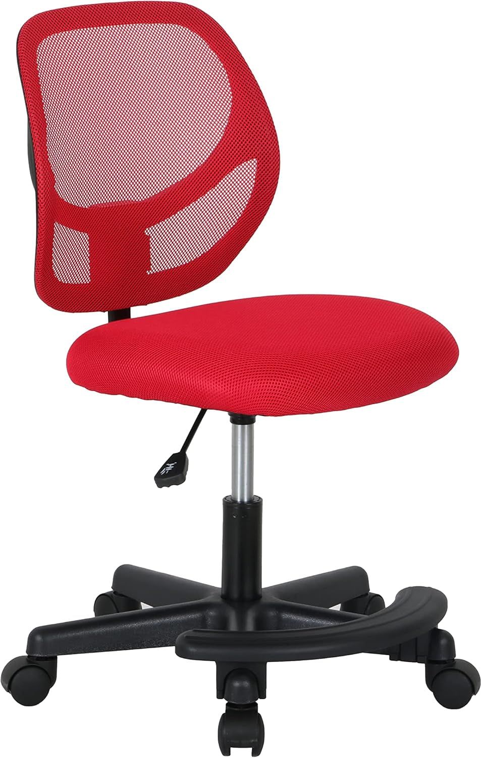 Kids Adjustable Mesh Low-Back Swivel Study Desk Chair with Footrest, Red