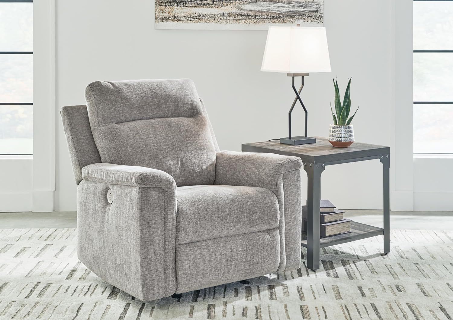 Barnsana Casual Power Rocker Recliner with USB Port, Light Gray