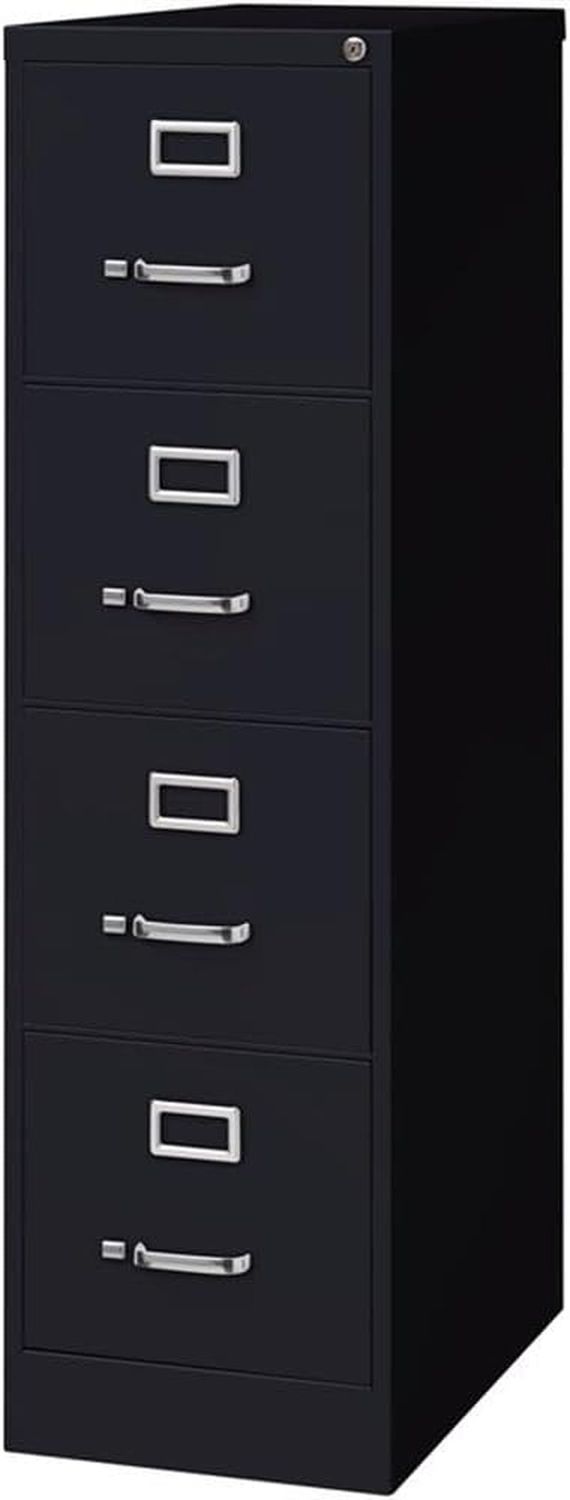 4 Drawers 52&quot; Vertical Black Metal Filing Cabinet Lockable Pre-Assembled Stationary Letter Size for Home, Office