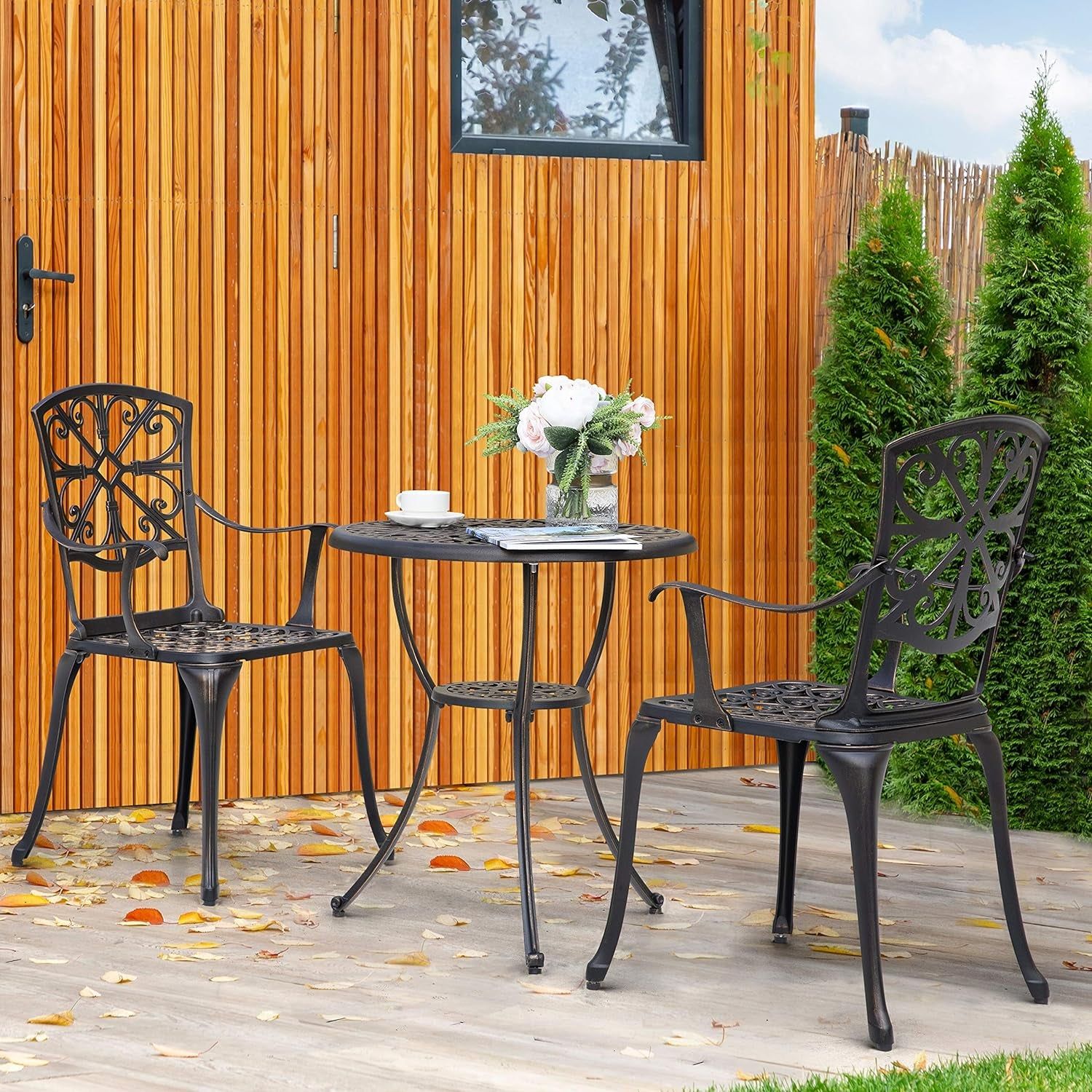 Black Rustproof Bistro Set Umbrella Hole