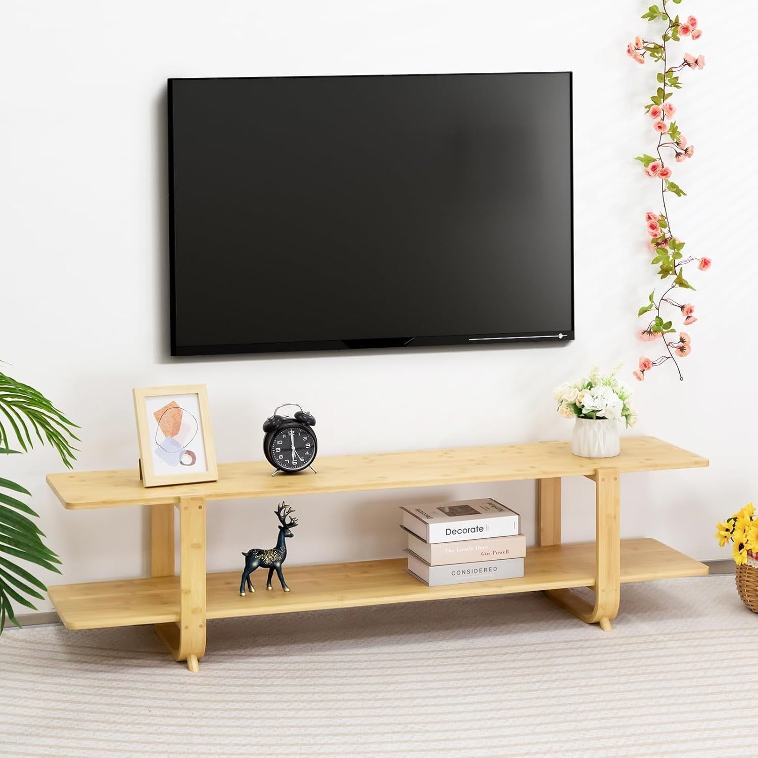 Bamboo TV Stand for 65&quot; TVs with Storage