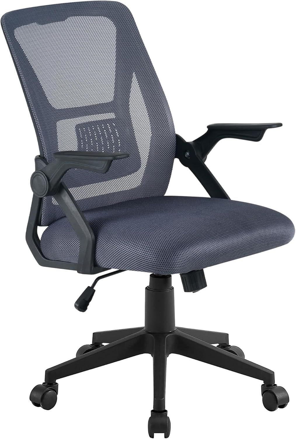 Mid-Back Swivel Ergonomic Office Chair with Adjustable Arms, Mesh Lumbar Support for Computer Task Work, Gray