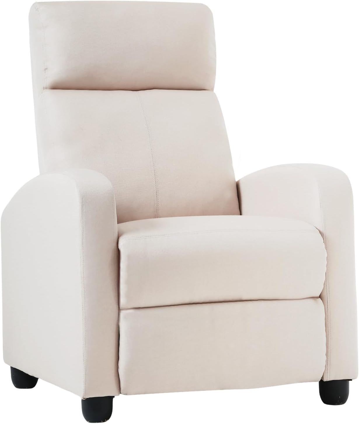 Recliner Chair Home Theater Seating Reclining Sofa Push Back Recliner with Lumbar Support and Fabric Padded Seat Backrest for Living Room (Fabric Beige)