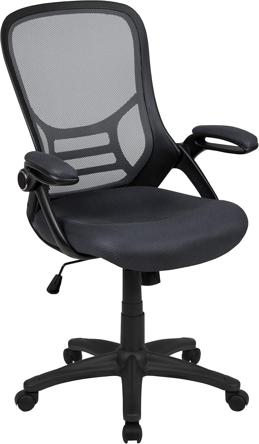 Porter High-Back Swivel Office Chair with Adjustable Lumbar Support and Seat Height, Ergonomic Mesh Desk Chair with Flip-Up Armrests, Black