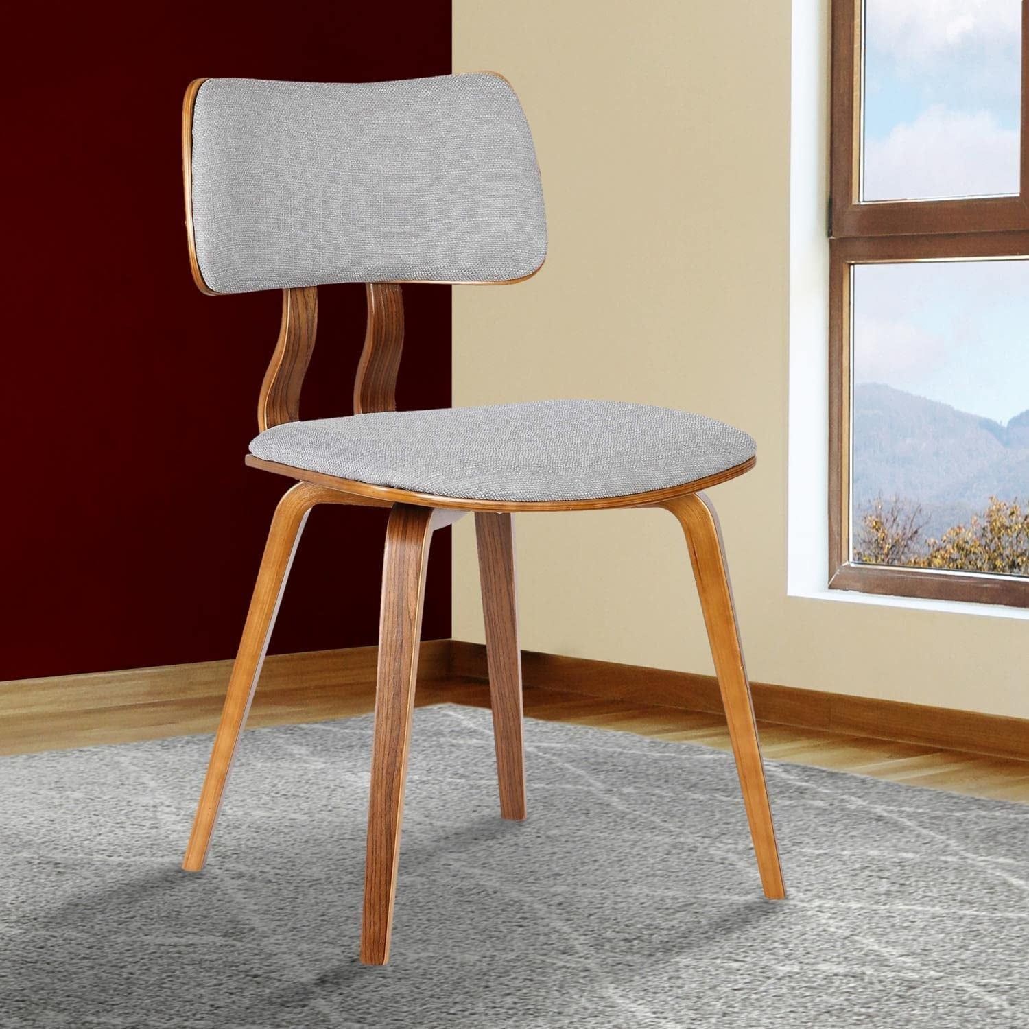 Grey Fabric and Walnut Wood Finish Jaguar Dining Chair