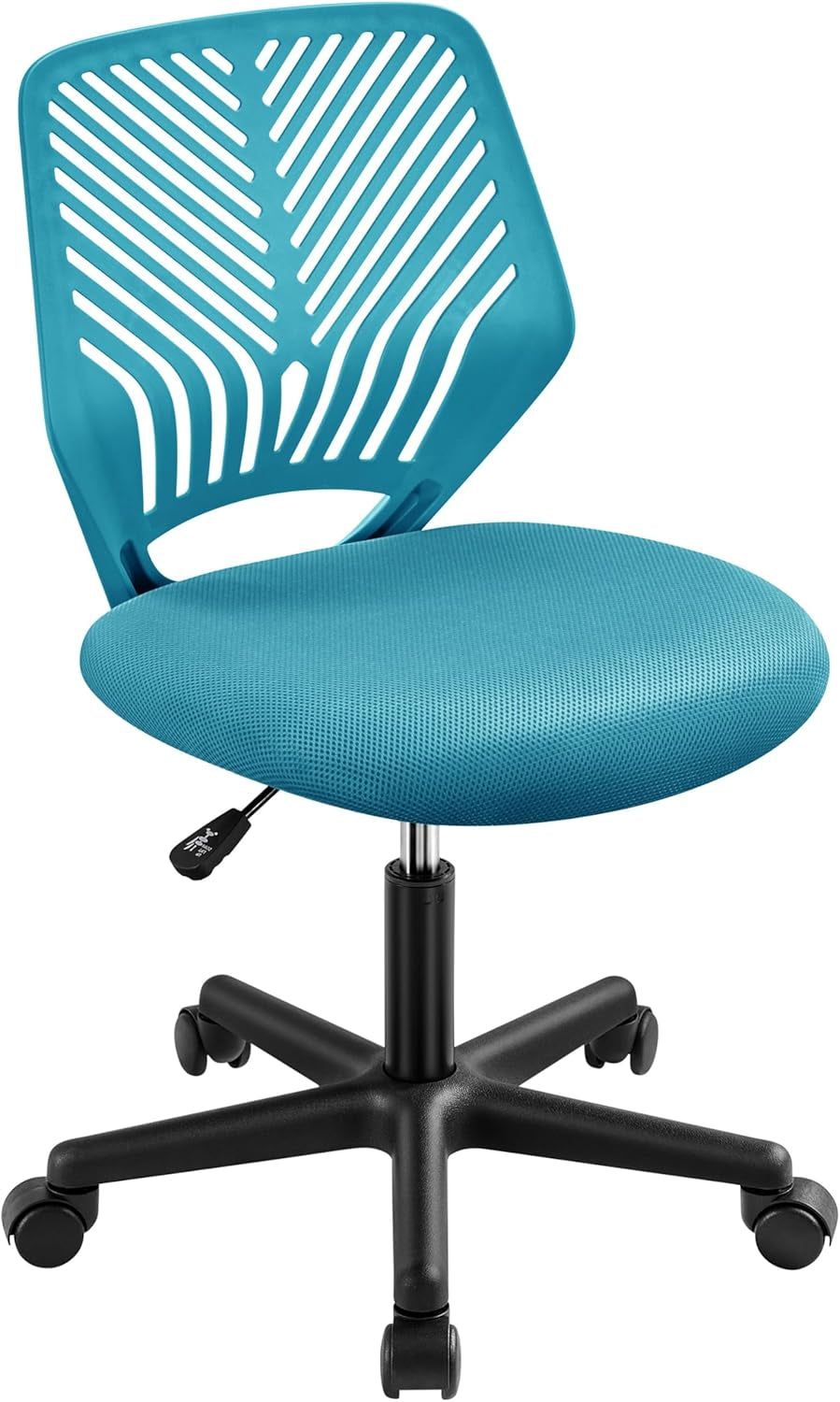 Students Cute Desk Chair Low-Back Armless Study Chair W/Lumbar Support Adjustable Swivel Chair in Home Bedroom School, Turquoise