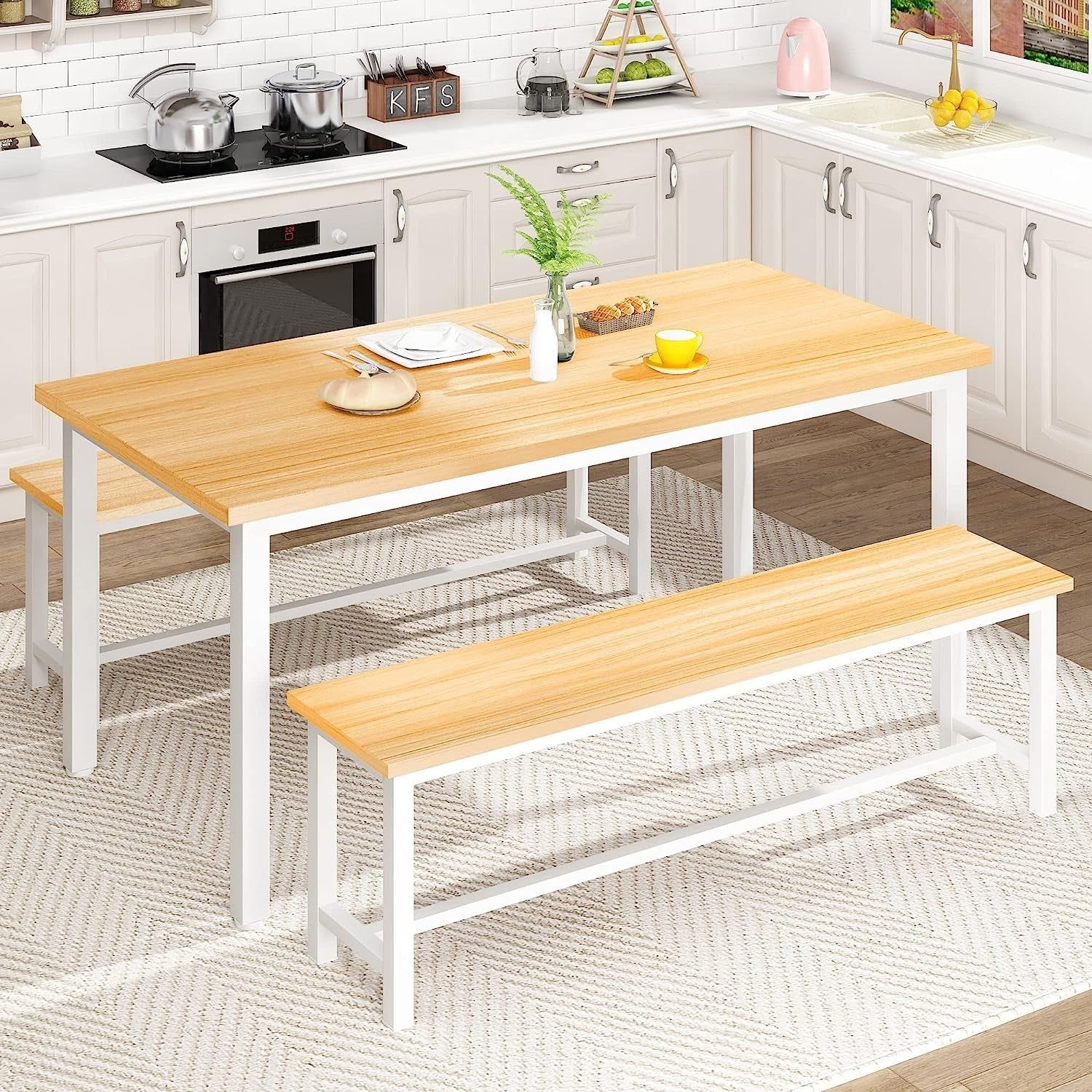 Faux Marble Counter Height Dining Table Set, Gold White
