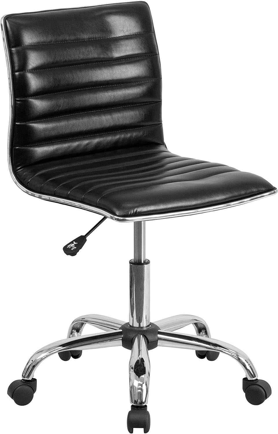 Alan Low Back Designer Armless Black Ribbed Swivel Task Office Chair