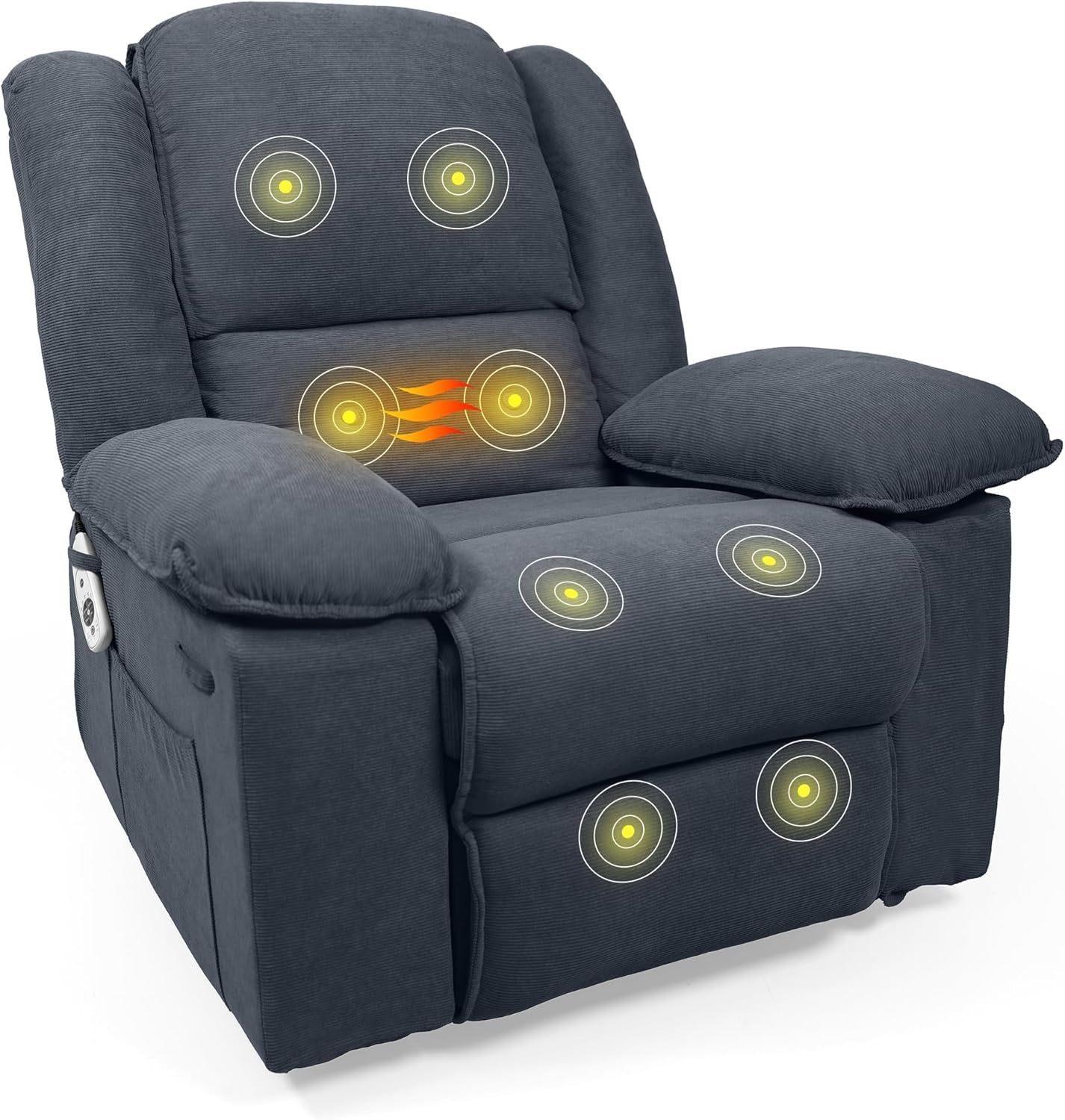 XRC2 Rocker Recliner Chair for Adults - Massage Rocker Recliner Chair W/Heat &amp; Vibration, 270° Swivel Manual Rocking Chair Single Sofa for Living Room Bedroom(Grey)